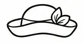 a drawing of a hat with a leaf on it.webp